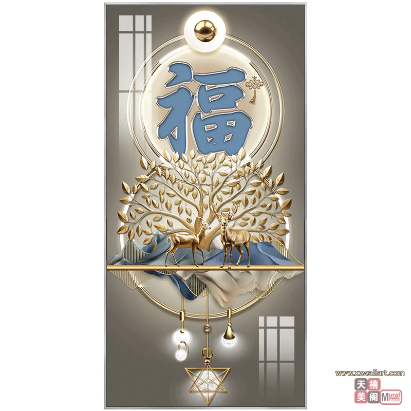 抽象 单幅 装饰画 轻奢风 玄关背景墙挂画 晶瓷画