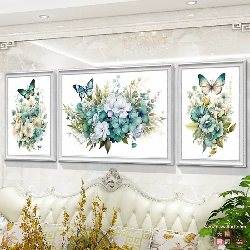 抽象 三联 装饰画 欧式 客厅背景墙挂画 晶瓷画