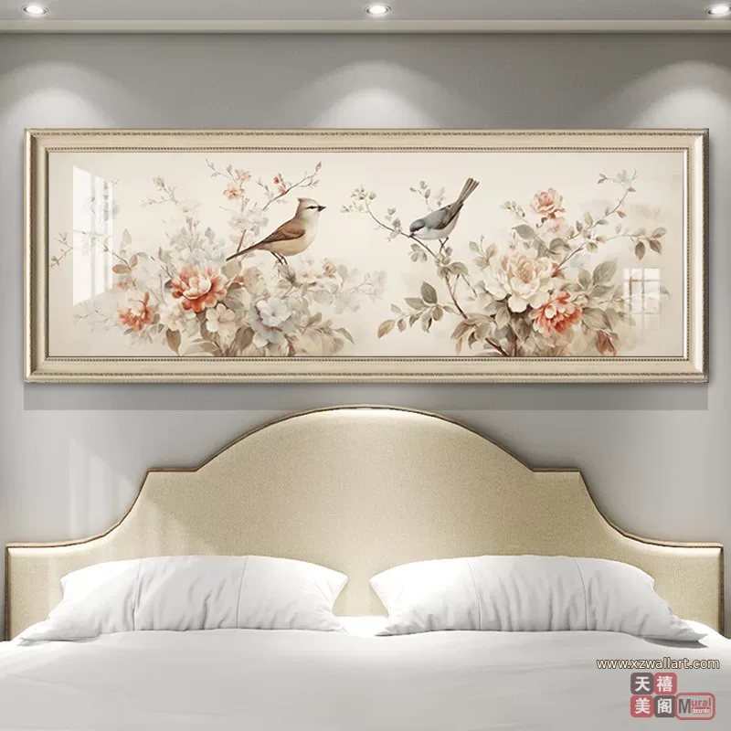 抽象 单幅 装饰画 美式 卧室背景墙挂画 晶瓷画