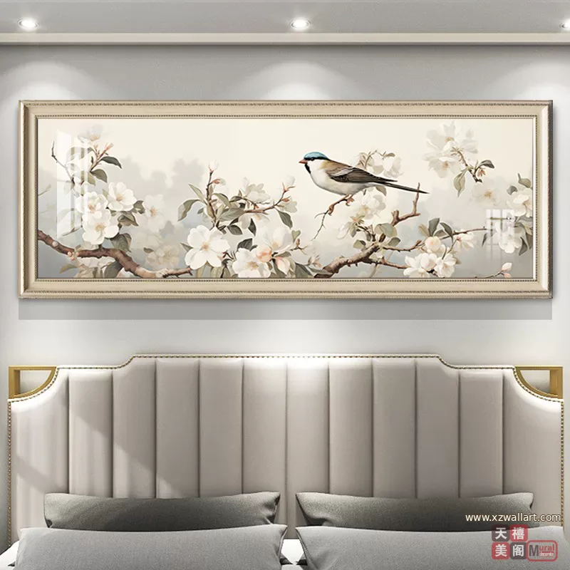 抽象 单幅 装饰画 美式 卧室背景墙挂画 晶瓷画