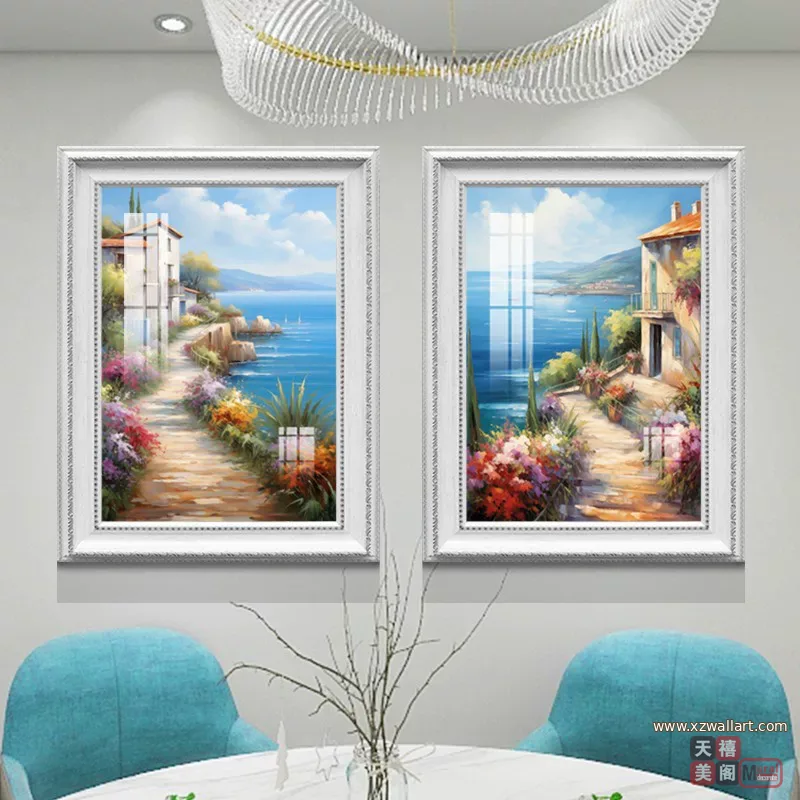 抽象 单幅 装饰画 美式 餐厅背景墙挂画 晶瓷画