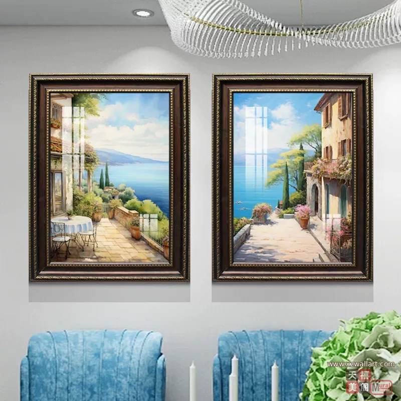 抽象 单幅 装饰画 美式 餐厅背景墙挂画 晶瓷画