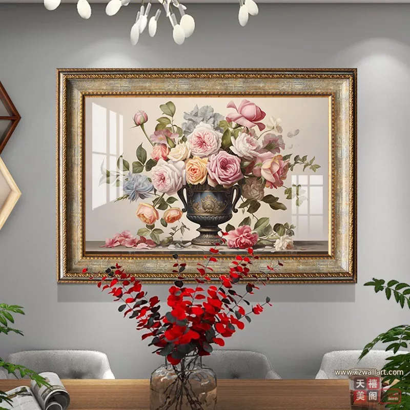 抽象 单幅 装饰画 美式 餐厅背景墙挂画 晶瓷画