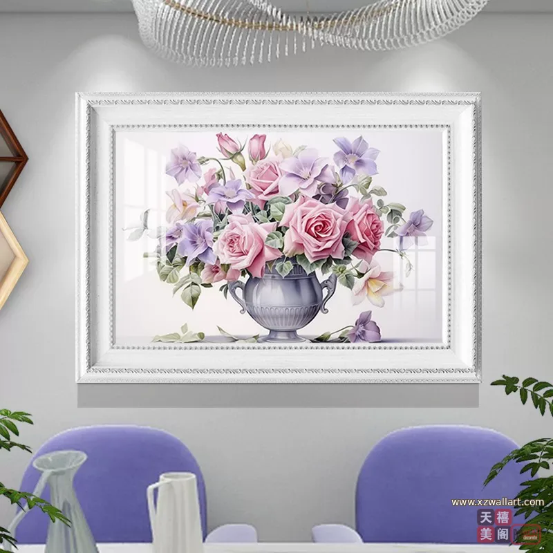 抽象 单幅 装饰画 美式 餐厅背景墙挂画 晶瓷画