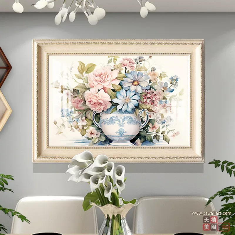 抽象 单幅 装饰画 美式 餐厅背景墙挂画 晶瓷画