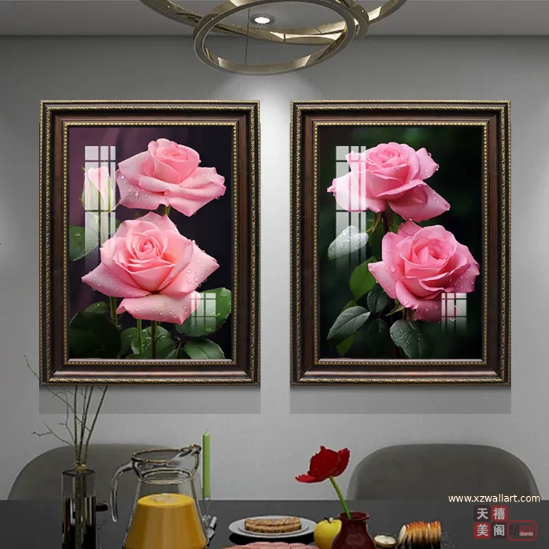 花 单幅 装饰画 欧式 餐厅背景墙挂画 晶瓷画
