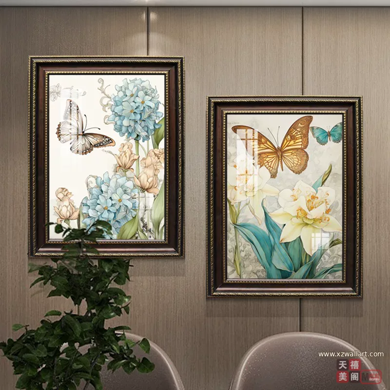 抽象 单幅 装饰画 美式 餐厅背景墙挂画 晶瓷画