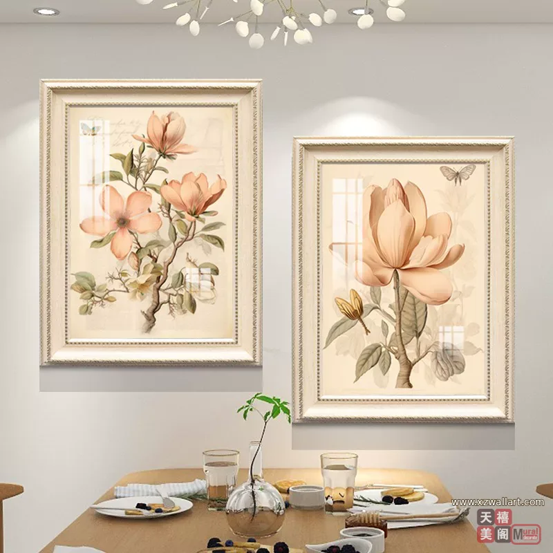 抽象 单幅 装饰画 美式 餐厅背景墙挂画 晶瓷画