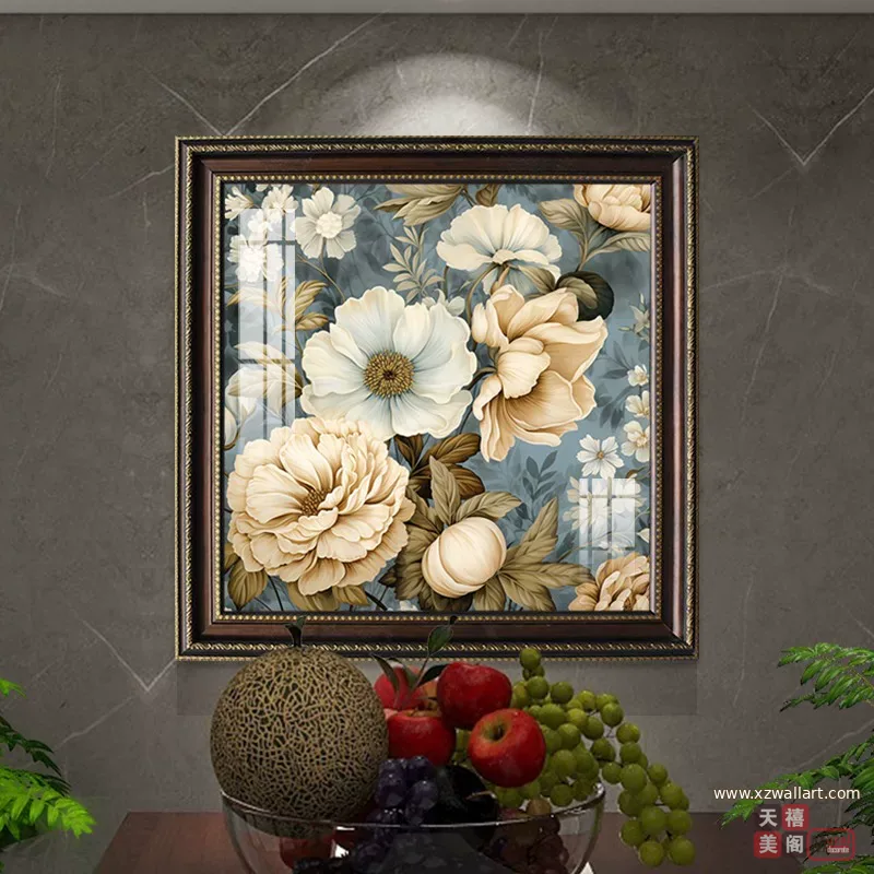 抽象 单幅 装饰画 美式 餐厅背景墙挂画 晶瓷画