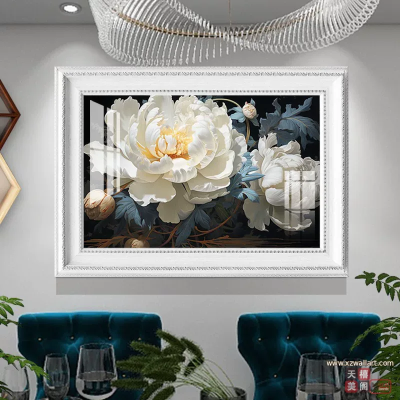 花 单幅 装饰画 轻奢风 餐厅背景墙挂画 晶瓷画