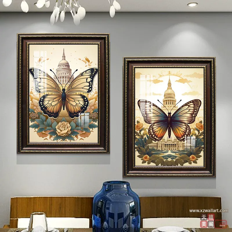 抽象 单幅 装饰画 美式 餐厅背景墙挂画 晶瓷画