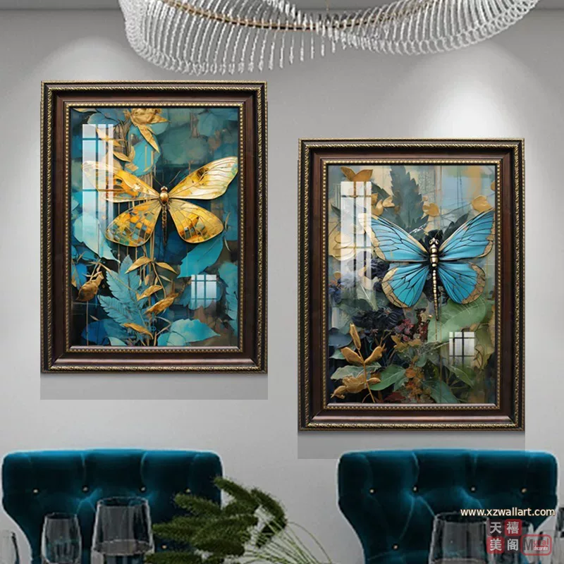 抽象 单幅 装饰画 美式 餐厅背景墙挂画 晶瓷画