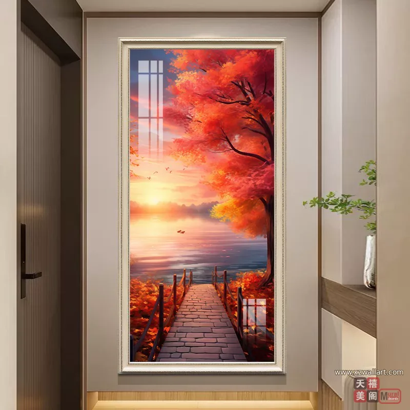 抽象 单幅 装饰画 美式 玄关背景墙挂画 晶瓷画
