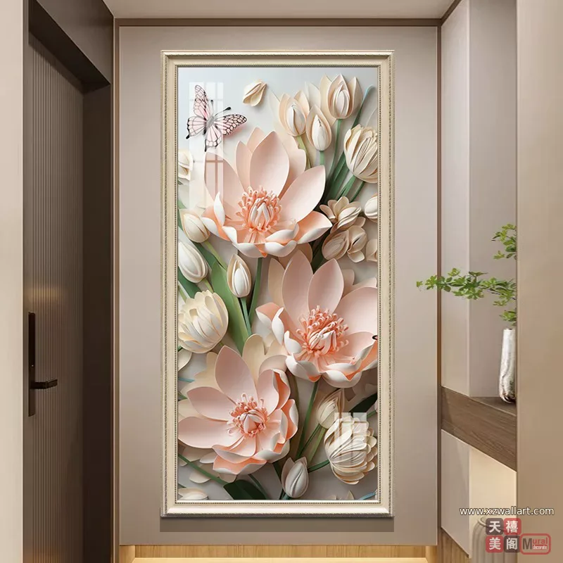 花 单幅 装饰画 奶油风 玄关背景墙挂画 晶瓷画