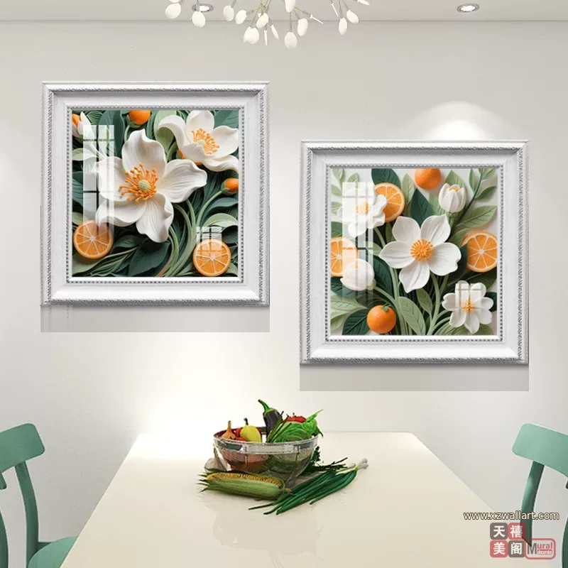 抽象 单幅 装饰画 奶油风 餐厅背景墙挂画 晶瓷画