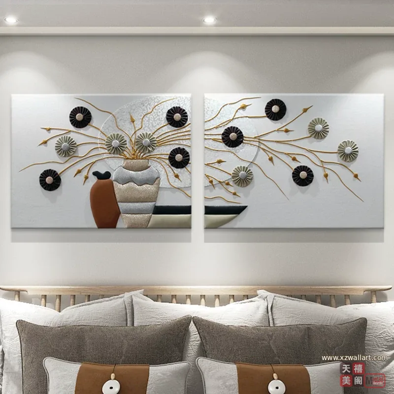抽象 单幅 装饰画 轻奢风 卧室背景墙挂画 晶瓷画