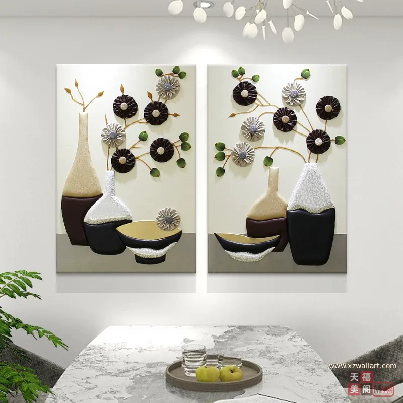 抽象 单幅 装饰画 轻奢风 餐厅背景墙挂画 晶瓷画