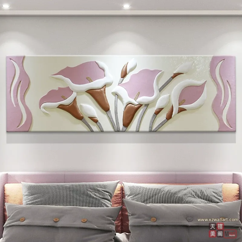 抽象 单幅 装饰画 奶油风 卧室背景墙挂画 晶瓷画