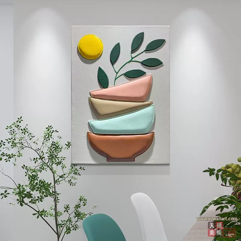抽象 单幅 装饰画 北欧风 餐厅背景墙挂画 晶瓷画