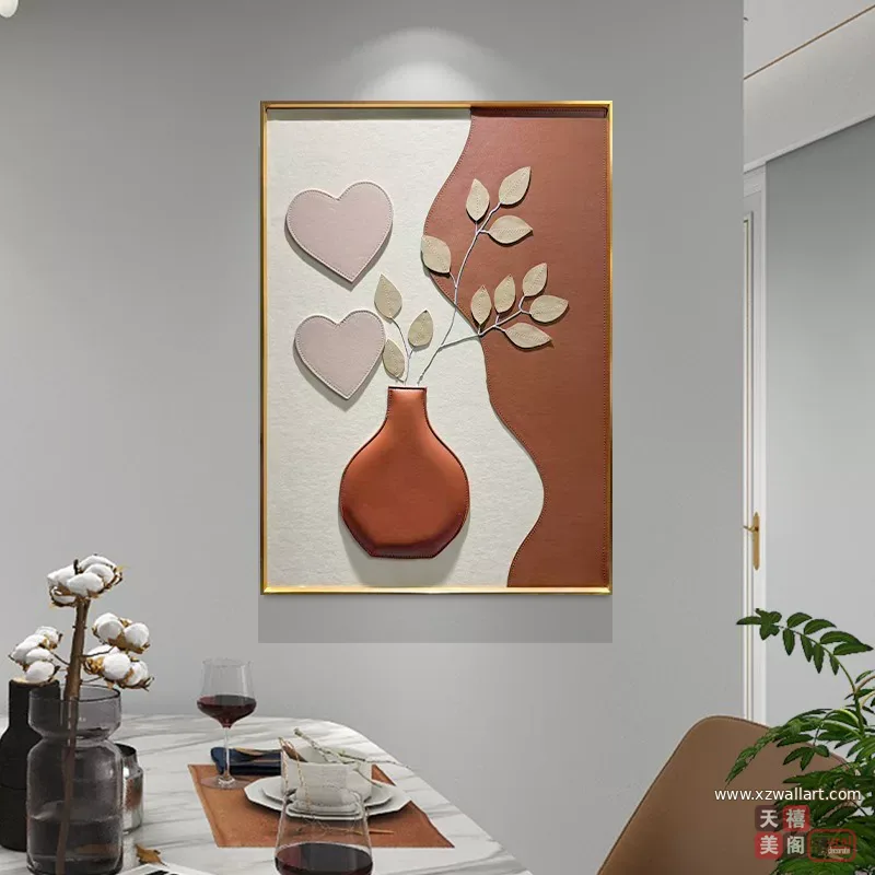 抽象 单幅 装饰画 轻奢风 餐厅背景墙挂画 晶瓷画