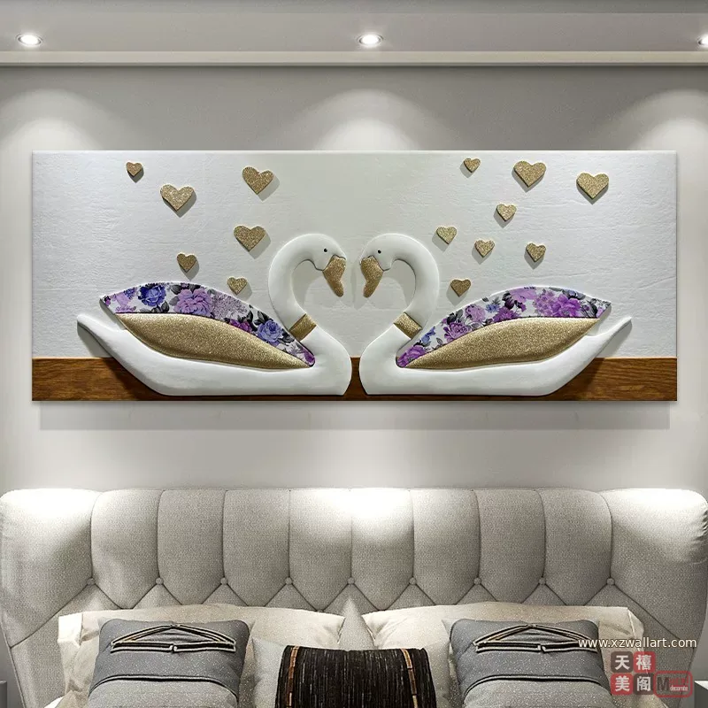 抽象 单幅 装饰画 轻奢风 卧室背景墙挂画 晶瓷画