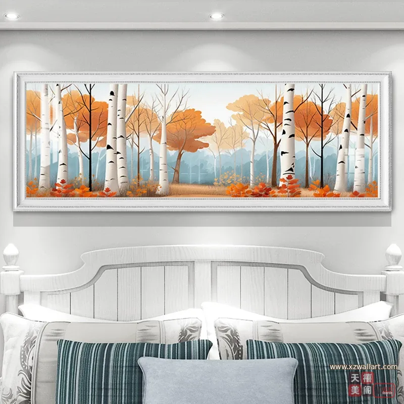 树 单幅 装饰画 美式 卧室背景墙挂画 晶瓷画