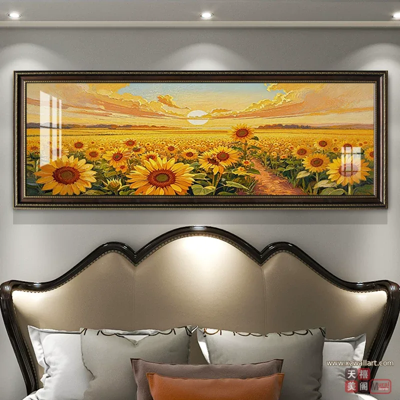 向日葵 单幅 装饰画 现代简约 卧室背景墙挂画 晶瓷画