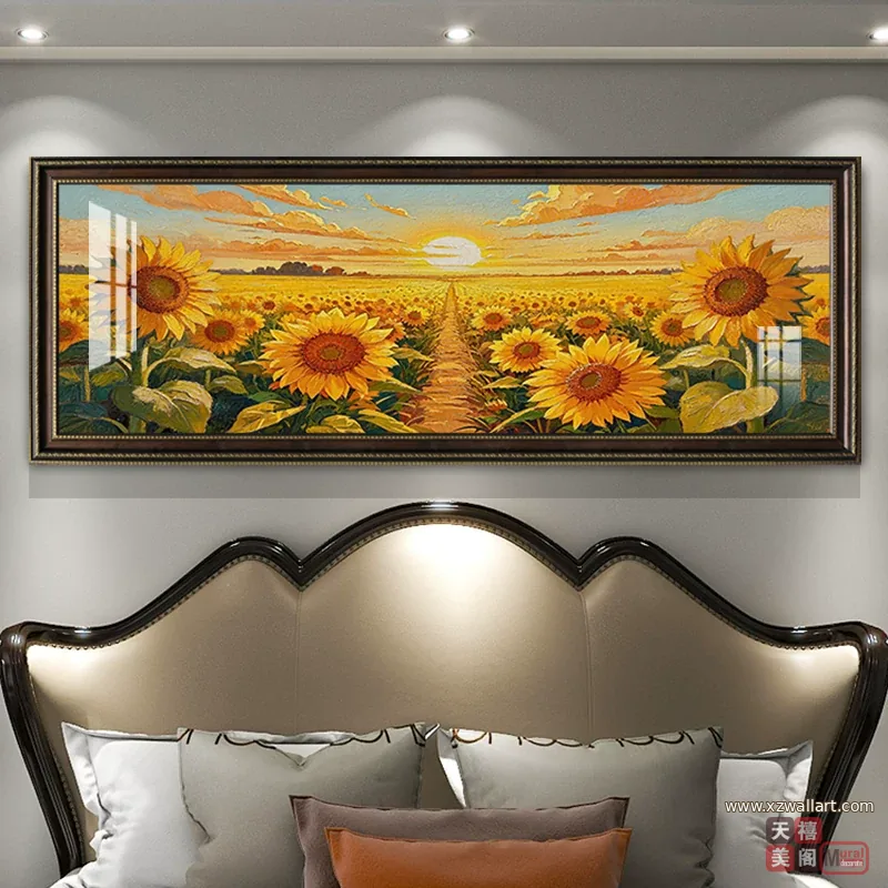 向日葵 单幅 装饰画 现代简约 卧室背景墙挂画 晶瓷画