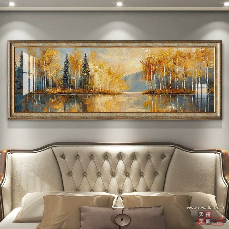 抽象 单幅 装饰画 美式 卧室背景墙挂画 晶瓷画