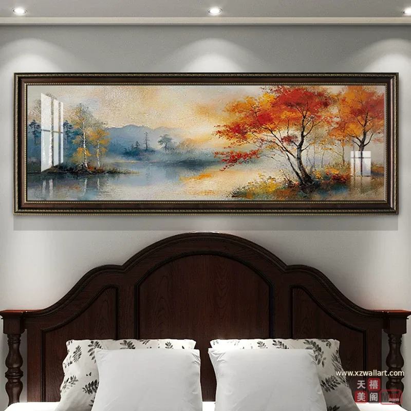 抽象 单幅 装饰画 美式 卧室背景墙挂画 晶瓷画