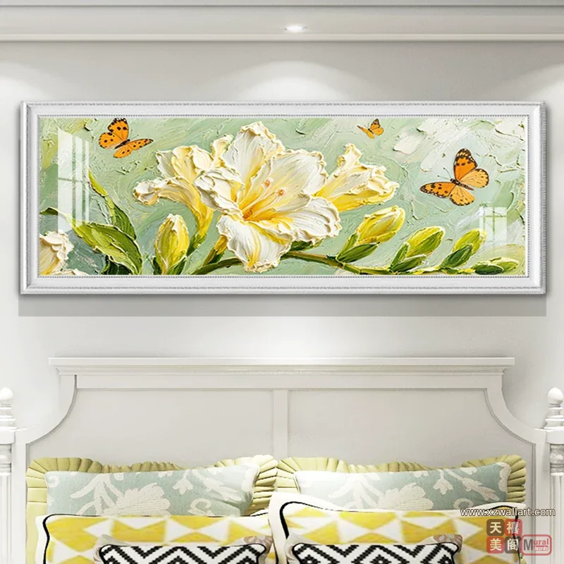 抽象 单幅 装饰画 奶油风 卧室背景墙挂画 晶瓷画