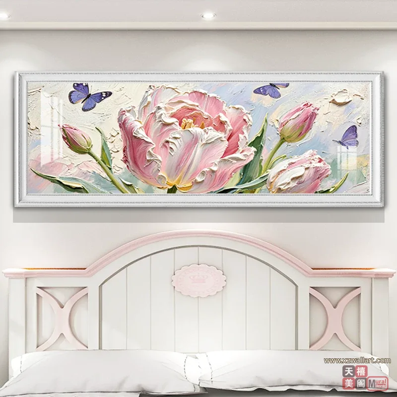 抽象 单幅 装饰画 奶油风 卧室背景墙挂画 晶瓷画