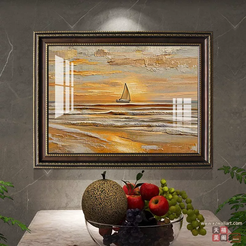 抽象 单幅 装饰画 美式 餐厅背景墙挂画 晶瓷画