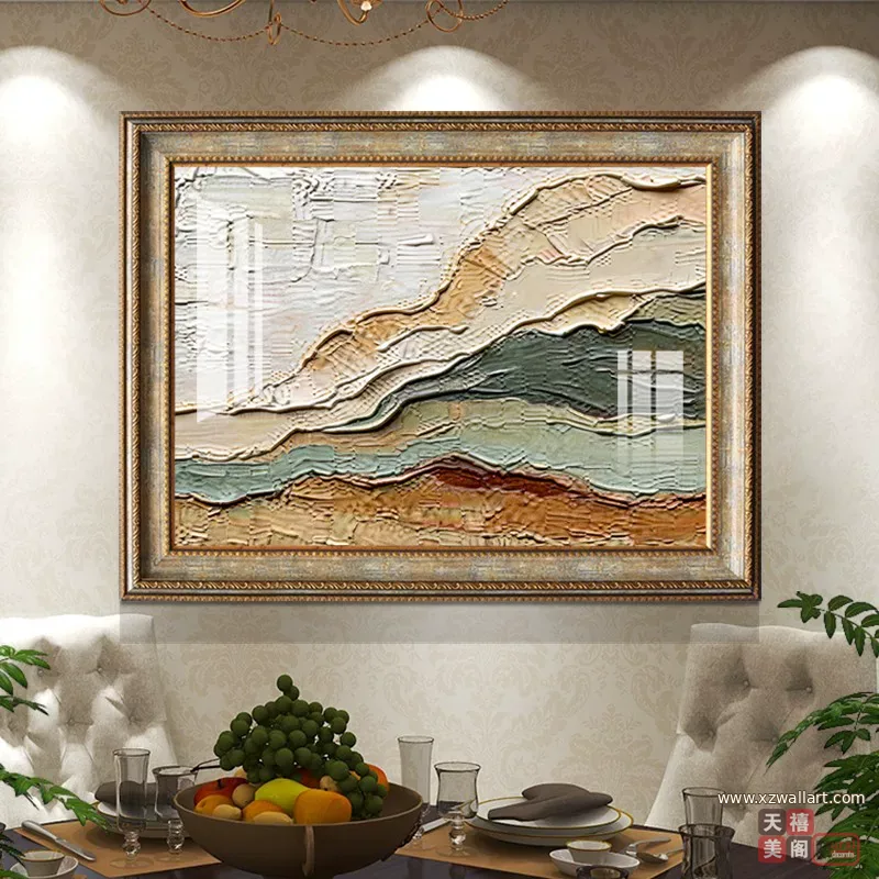 抽象 单幅 装饰画 美式 餐厅背景墙挂画 晶瓷画