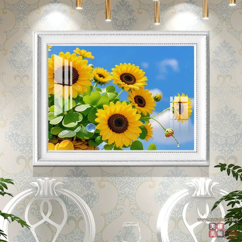 向日葵 单幅 装饰画 轻奢风 餐厅背景墙挂画 晶瓷画
