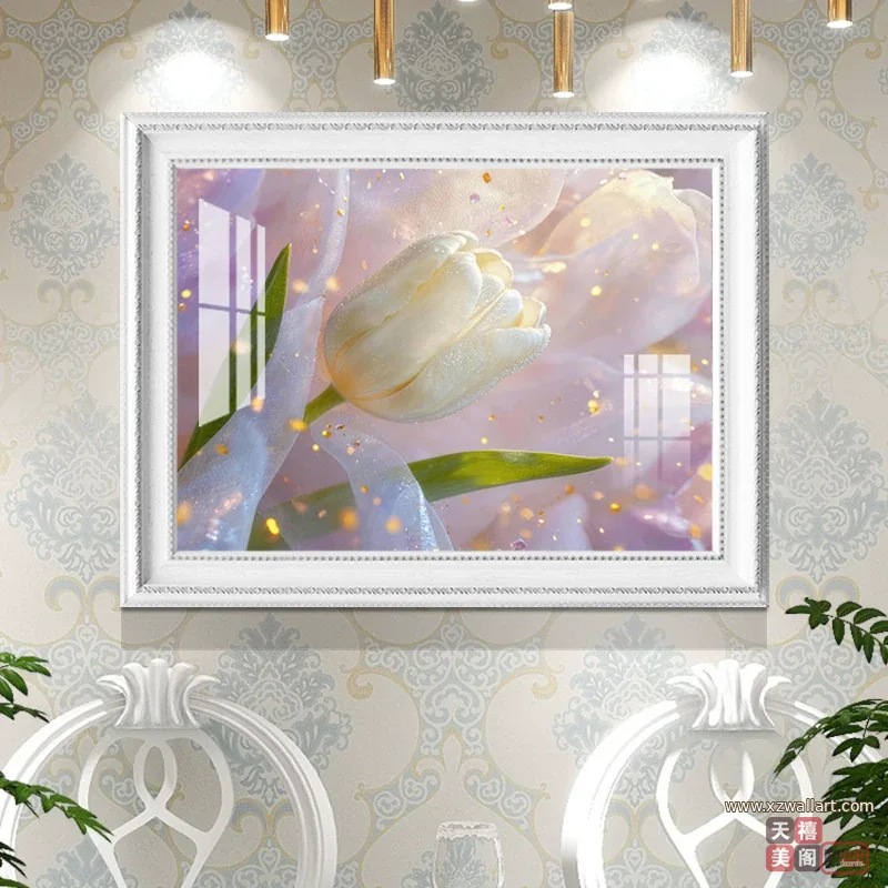 花 单幅 装饰画 欧式 餐厅背景墙挂画 晶瓷画