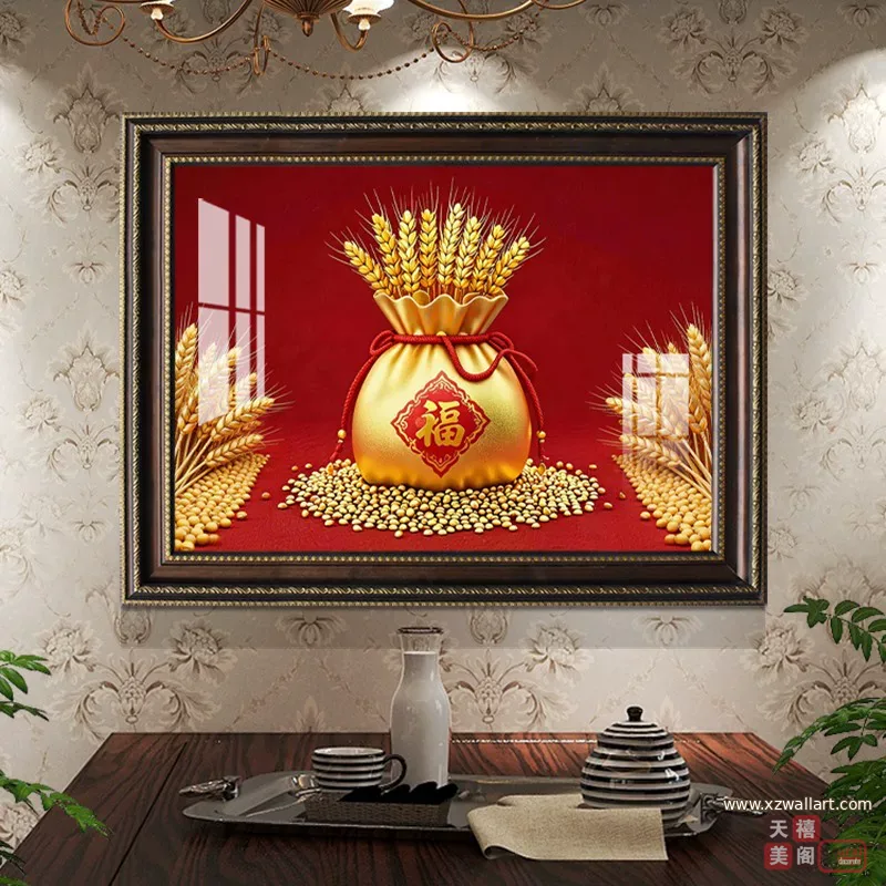 抽象 单幅 装饰画 轻奢风 餐厅背景墙挂画 晶瓷画