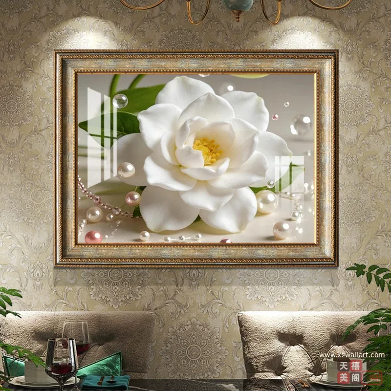 花 单幅 装饰画 轻奢风 餐厅背景墙挂画 晶瓷画