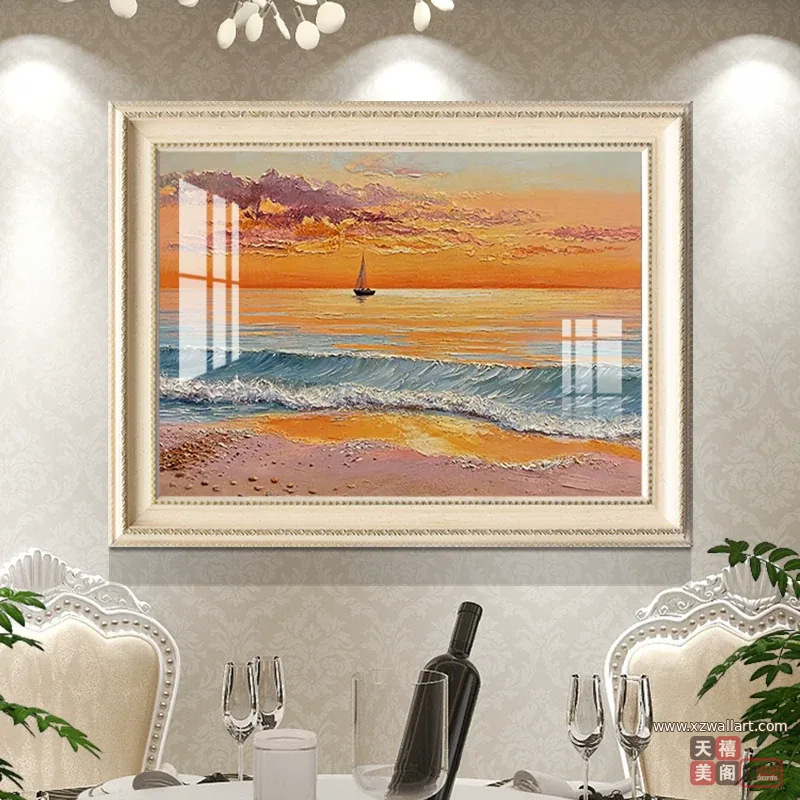 抽象 单幅 装饰画 美式 餐厅背景墙挂画 晶瓷画
