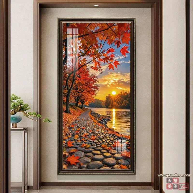 山水 单幅 装饰画 轻奢风 玄关背景墙挂画 晶瓷画