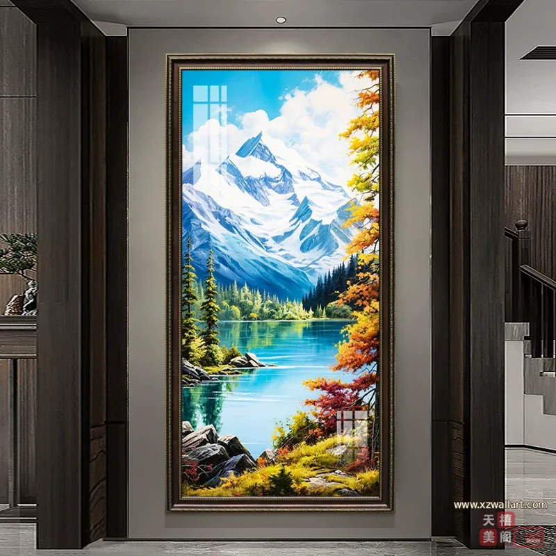 山水 单幅 装饰画 轻奢风 玄关背景墙挂画 晶瓷画