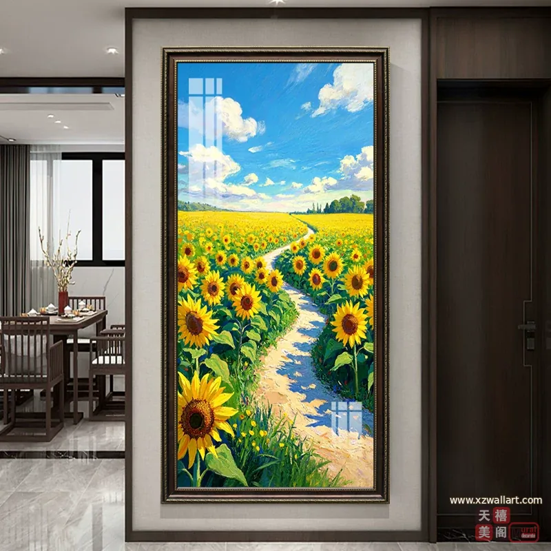向日葵 单幅 装饰画 轻奢风 玄关背景墙挂画 晶瓷画