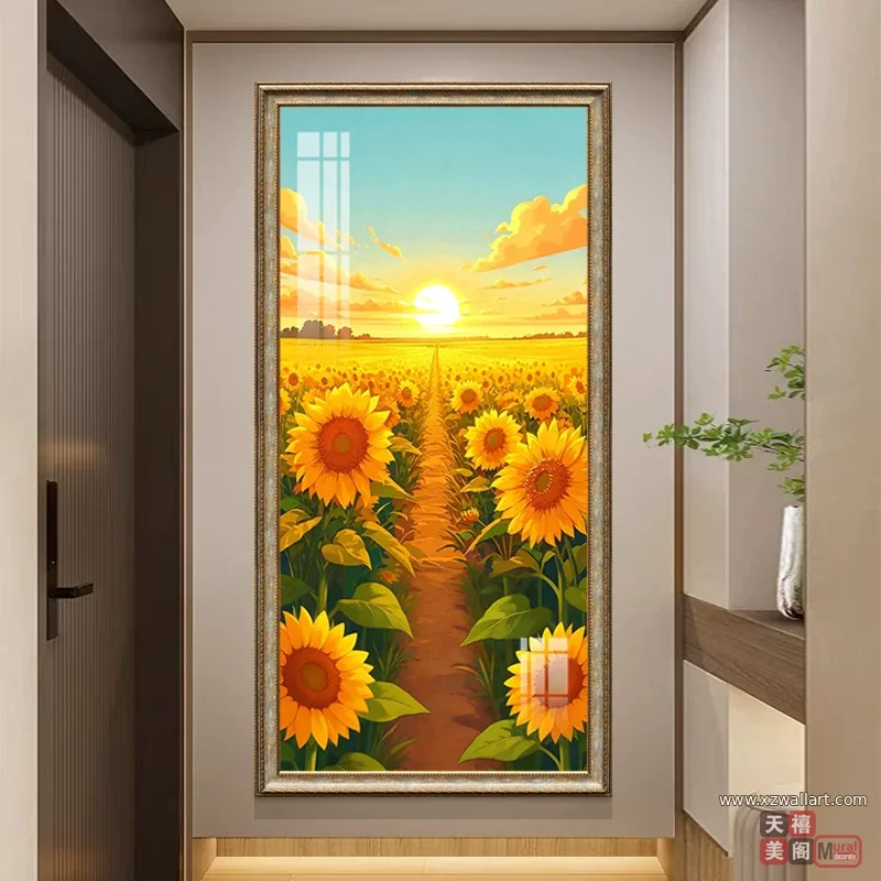 向日葵 单幅 装饰画 轻奢风 玄关背景墙挂画 晶瓷画