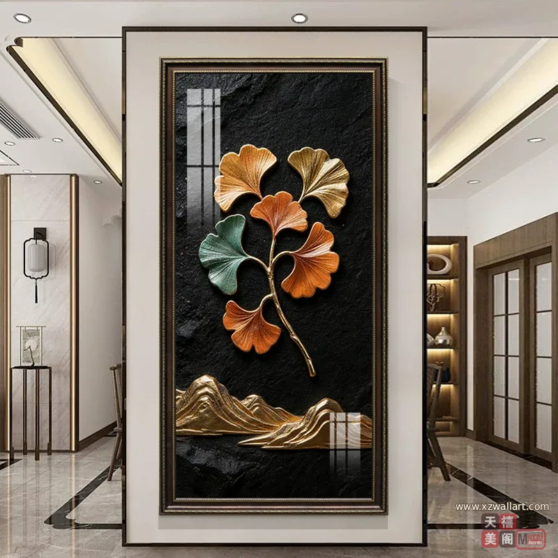 树 单幅 装饰画 轻奢风 玄关背景墙挂画 晶瓷画