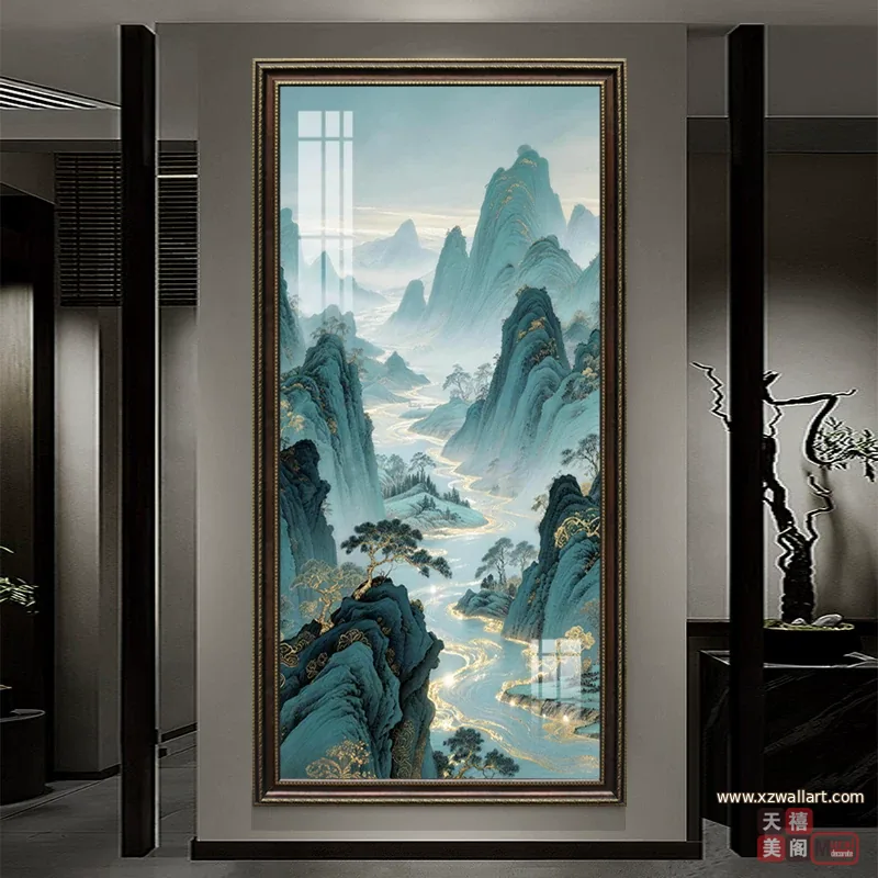 山水 单幅 装饰画 现代简约 玄关背景墙挂画 晶瓷画