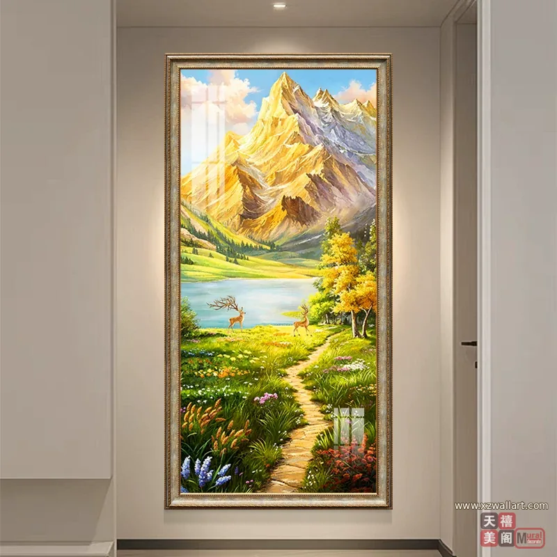 山水 单幅 装饰画 轻奢风 过道背景墙挂画 晶瓷画