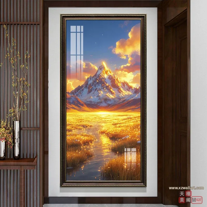 山水 单幅 装饰画 轻奢风 玄关背景墙挂画 晶瓷画