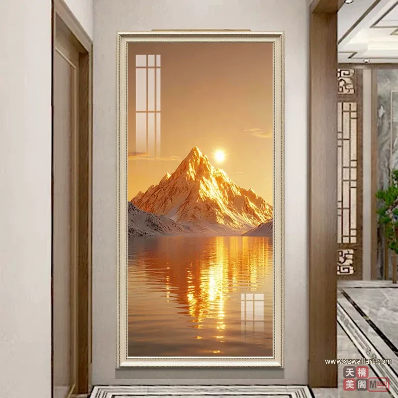 山水 单幅 装饰画 轻奢风 玄关背景墙挂画 晶瓷画