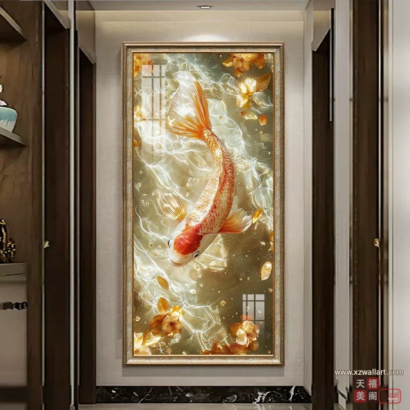 荷花 单幅 装饰画 现代简约 玄关背景墙挂画 晶瓷画