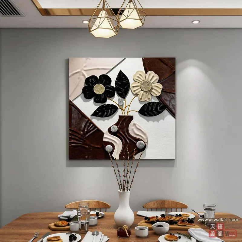 抽象 单幅 装饰画 轻奢风 餐厅背景墙挂画 晶瓷画